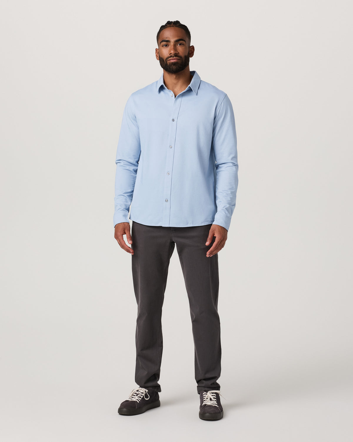 Men's Long Sleeve Knit Oxford Button Down Blue Dusk - Vuori Clothing
