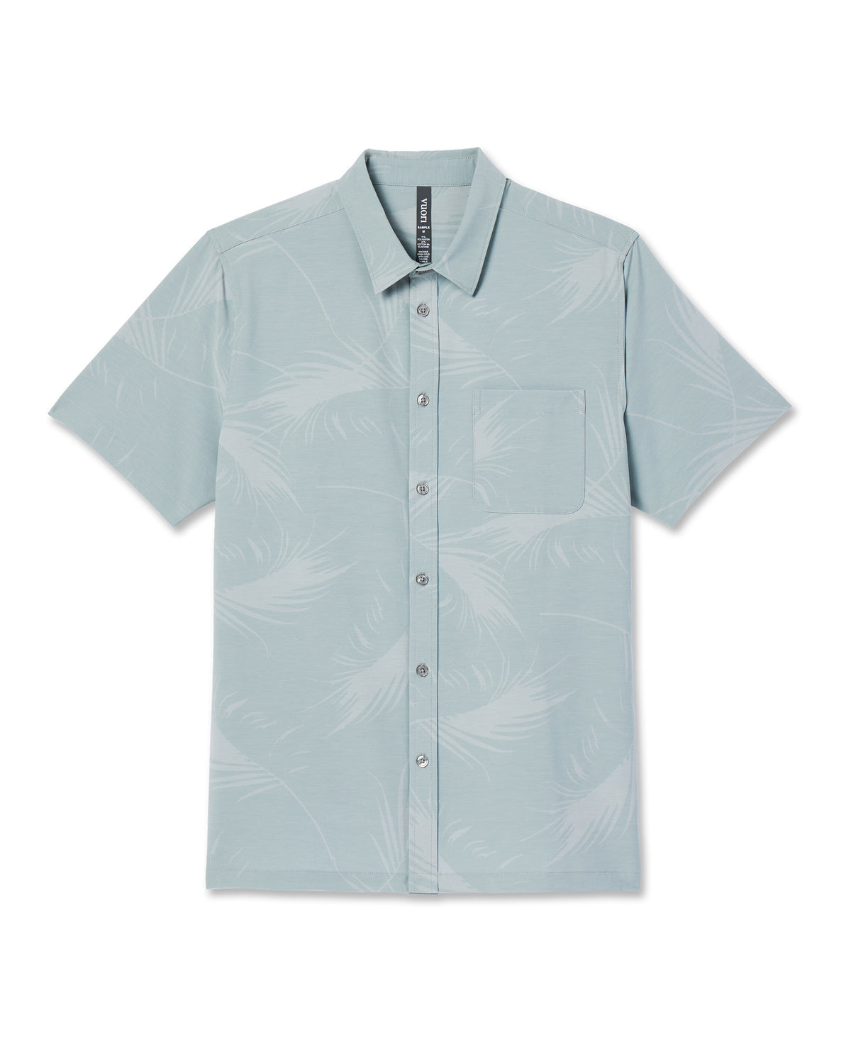 Short-Sleeve Bridge Button Down Chalk Blue Falling Fronds - Vuori Clothing