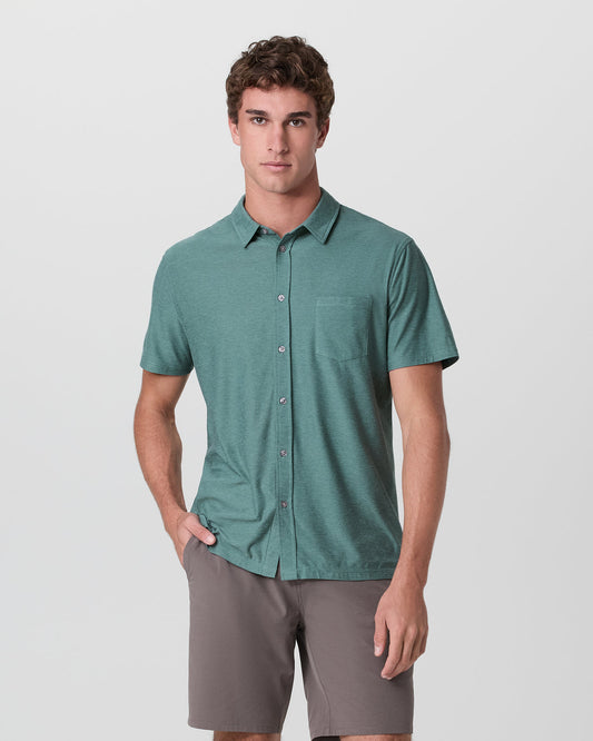 Short Sleeve Strato Button Down Bluegrass Heather - Vuori Clothing
