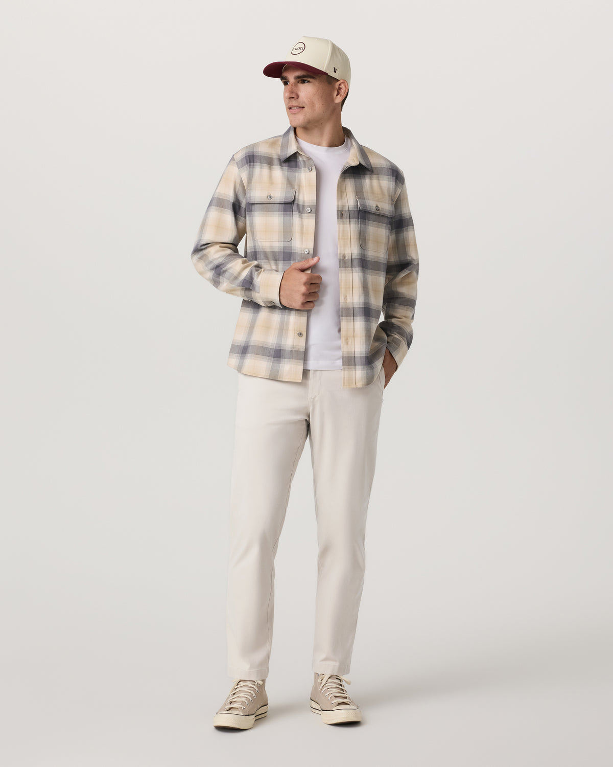 Long Sleeve Flannel Button Down Men's Cavern Grey Shirt - Vuori Clothing