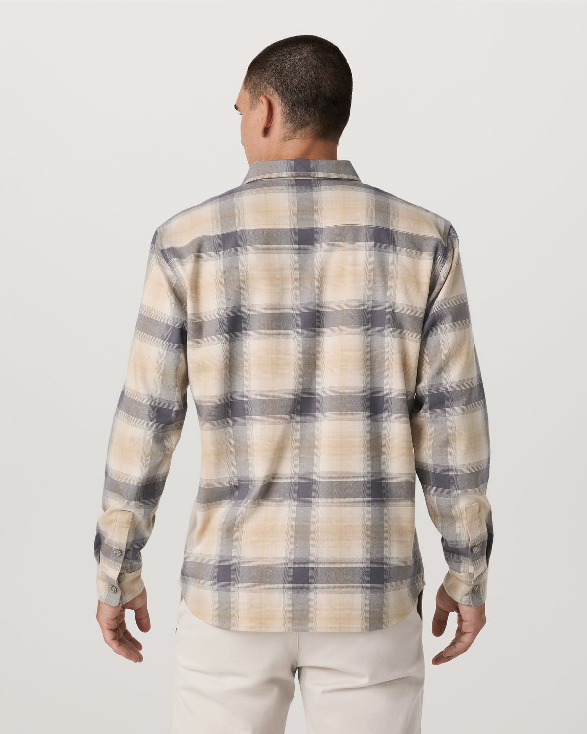 Long Sleeve Flannel Button Down Men's Cavern Grey Shirt - Vuori Clothing