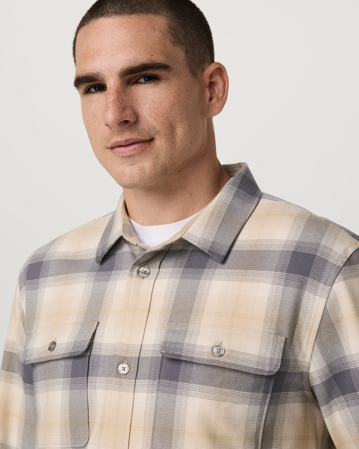 Long Sleeve Flannel Button Down Men's Cavern Grey Shirt - Vuori Clothing
