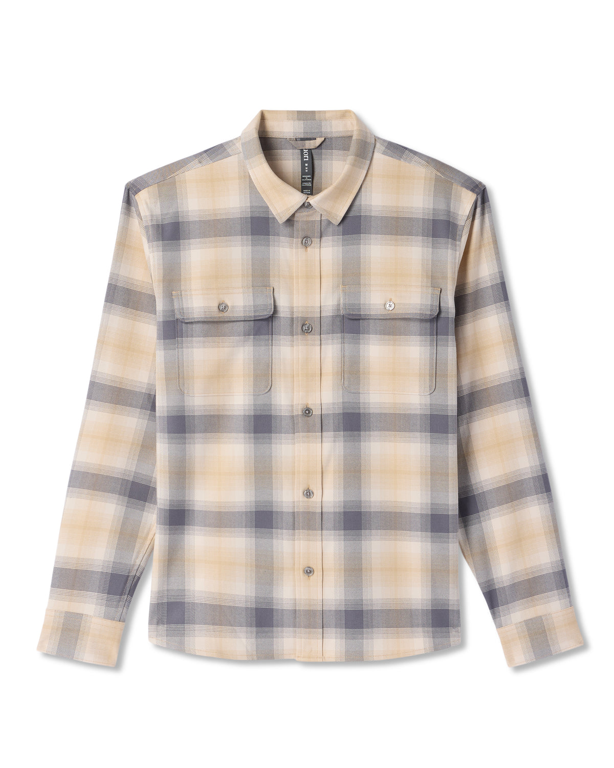 Long Sleeve Flannel Button Down Men's Cavern Grey Shirt - Vuori Clothing