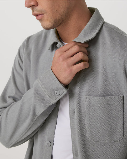 Jeffreys Overshirt Men's Grey Button-Up Shirt - Vuori Clothing