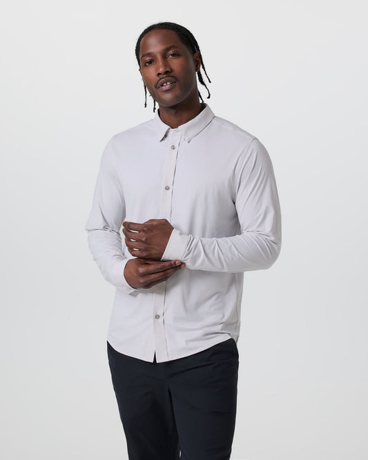 Long Sleeve TravelLite Button Down Frost Grey - Vuori Clothing
