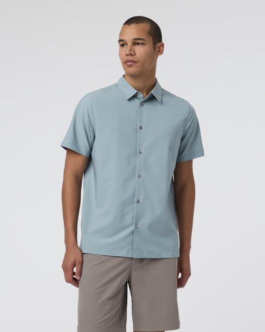 Short Sleeve Manhattan Button Down Men's Mist Shirt - Vuori Clothing