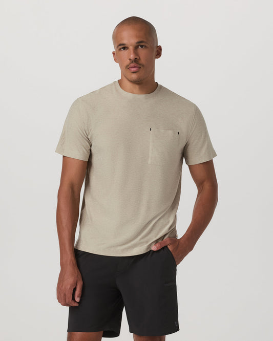 Short Sleeve Strato Pocket Tee-Relaxed Fit Truffle Heather - Vuori Clothing