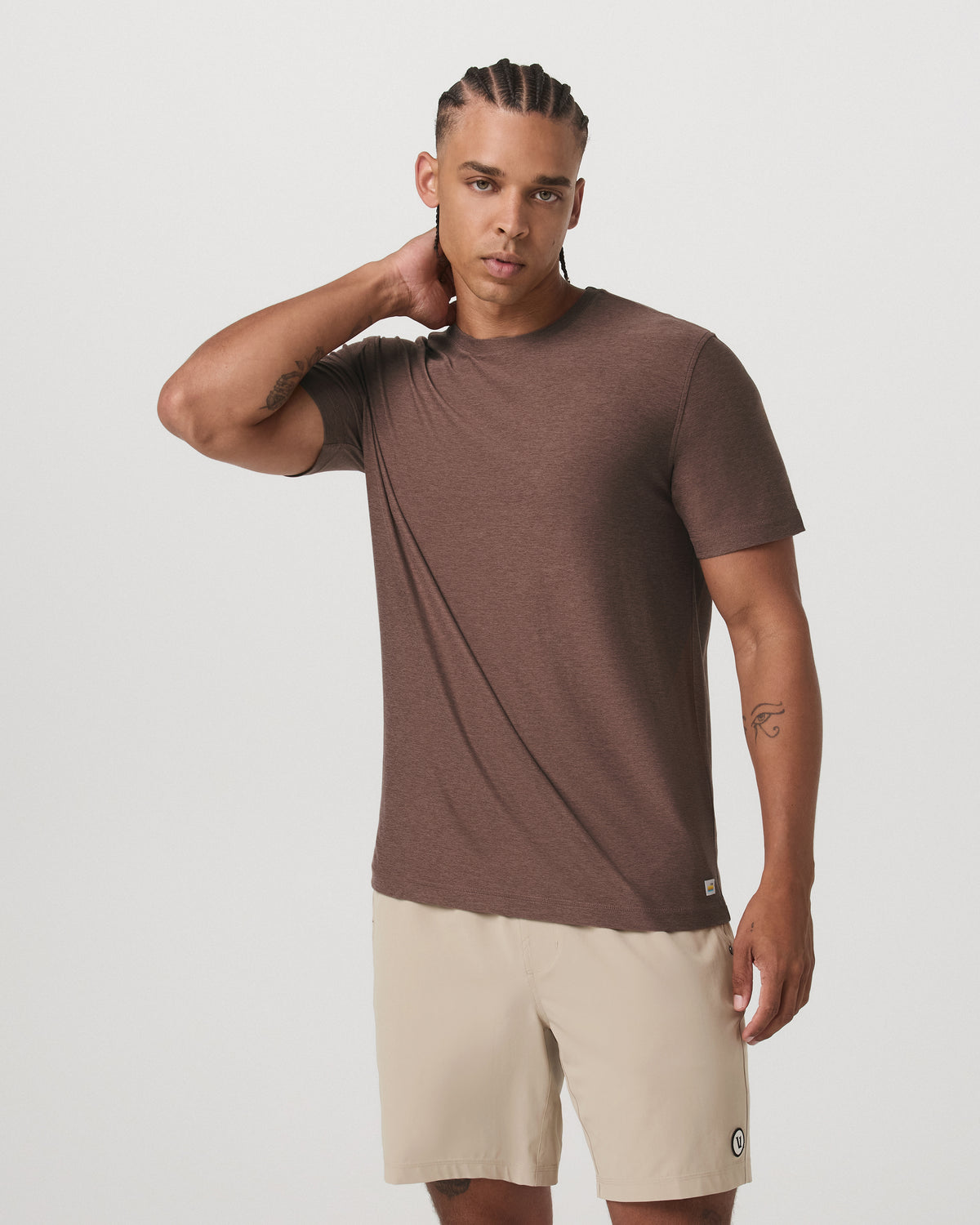 Strato Tech Tee Men's Sable Heather Performance T-Shirt - Vuori Clothing