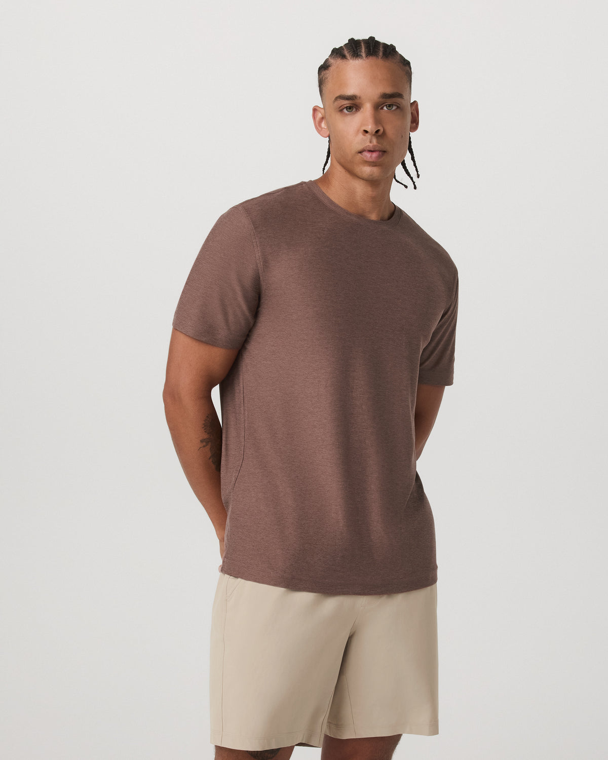 Strato Tech Tee Men's Sable Heather Performance T-Shirt - Vuori Clothing