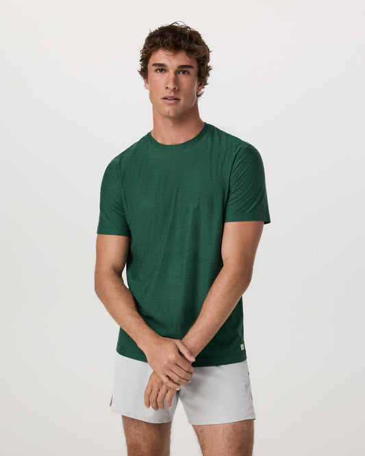 Strato Tech Tee Men's Viridian Heather Performance Shirt - Vuori Clothing