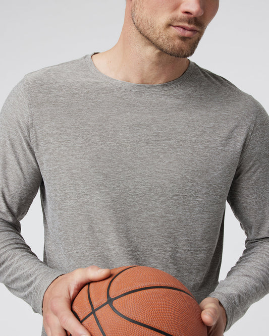 Long-Sleeve Strato Tech Tee Heather Grey Shirt - Vuori Clothing