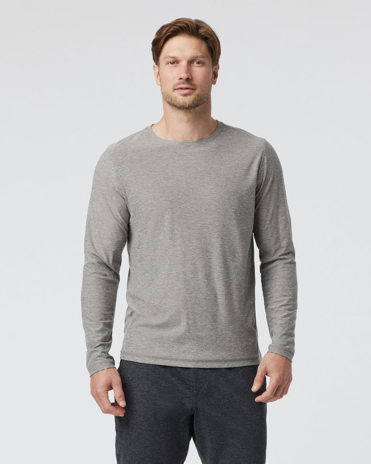 Long-Sleeve Strato Tech Tee Heather Grey Shirt - Vuori Clothing