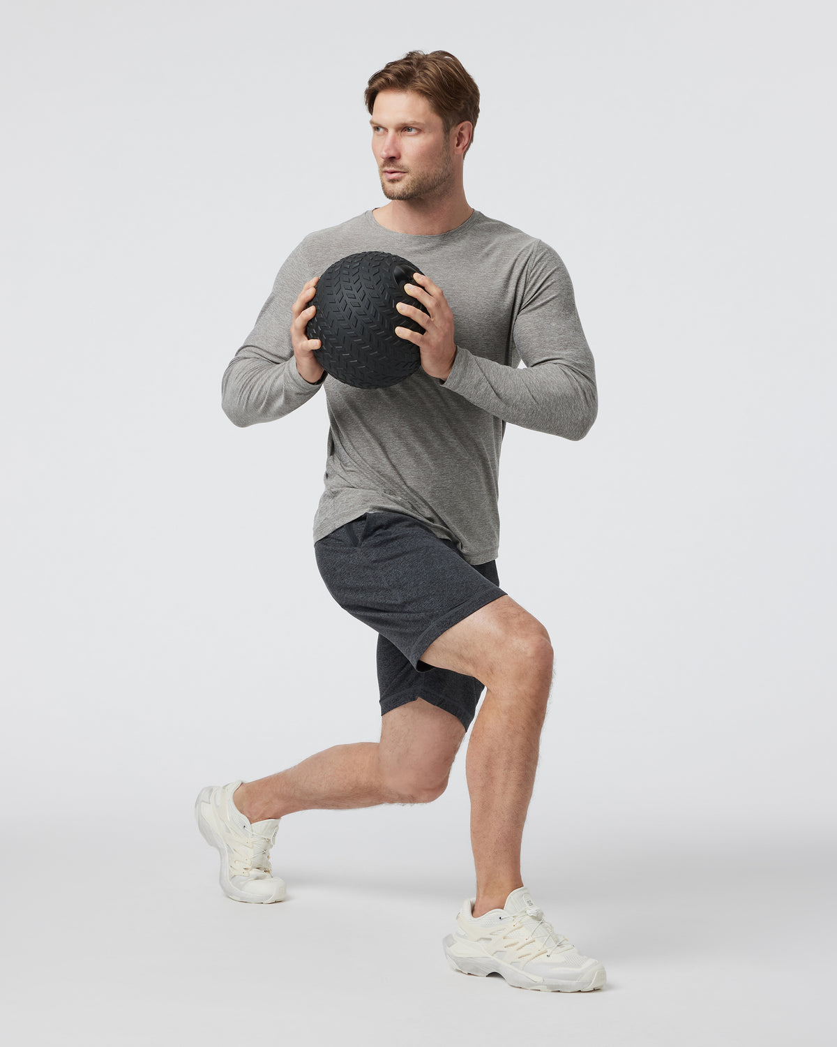 Long-Sleeve Strato Tech Tee Heather Grey Shirt - Vuori Clothing