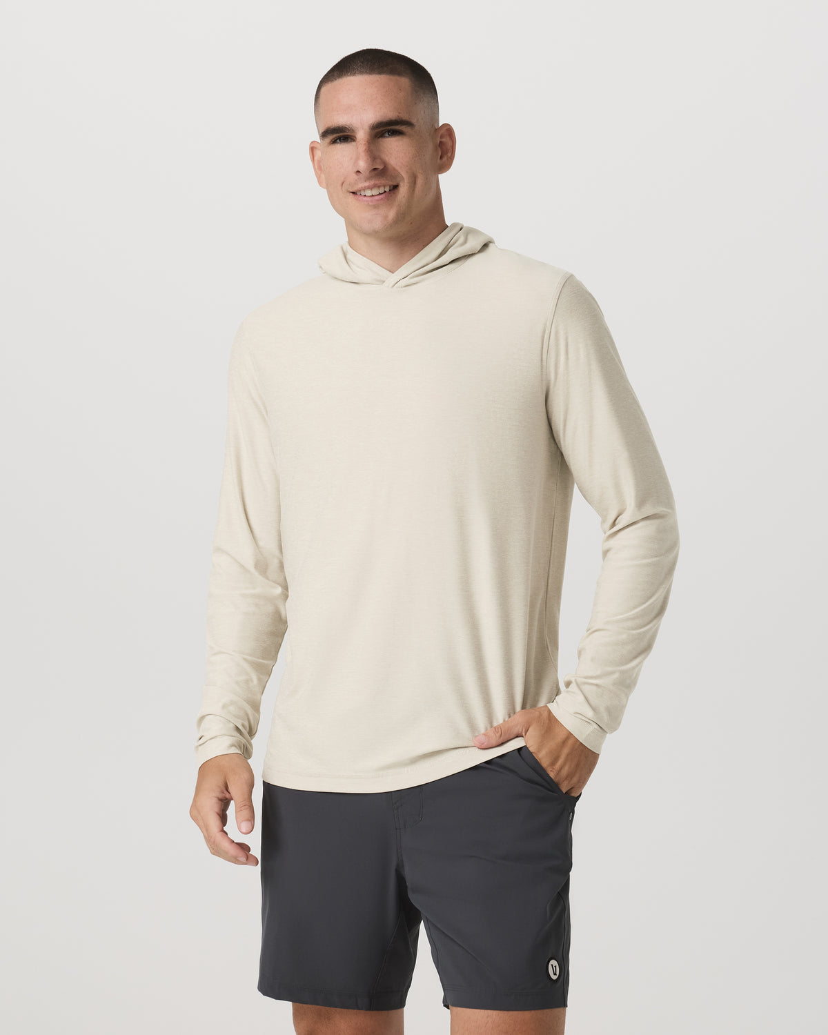 Strato Tech Hoodie Men's Mushroom Heather Hoodie - Vuori Clothing