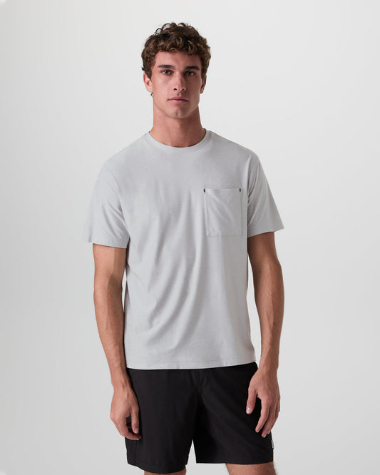 Short Sleeve Strato Pocket Tee - Relaxed Fit Platinum Heather - Vuori Clothing