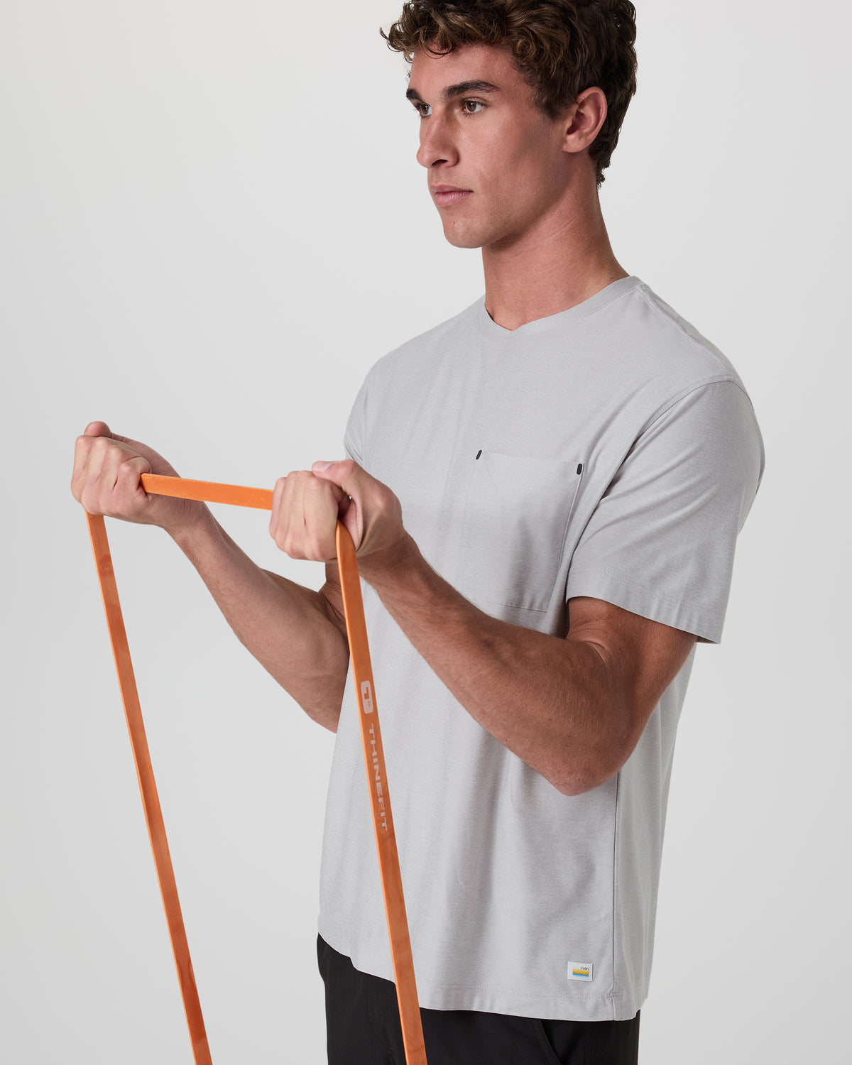 Short Sleeve Strato Pocket Tee - Relaxed Fit Platinum Heather - Vuori Clothing