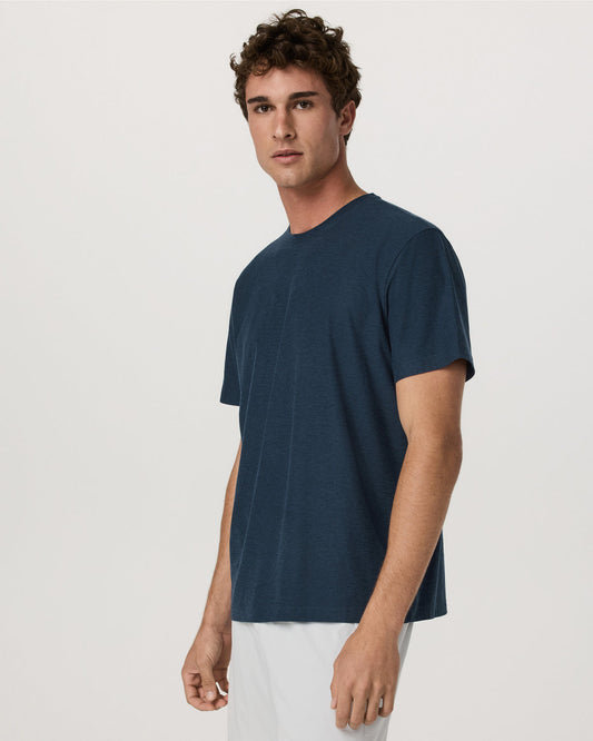 Men's Short Sleeve Strato Tee - Relaxed Fit Navy Heather - Vuori Clothing