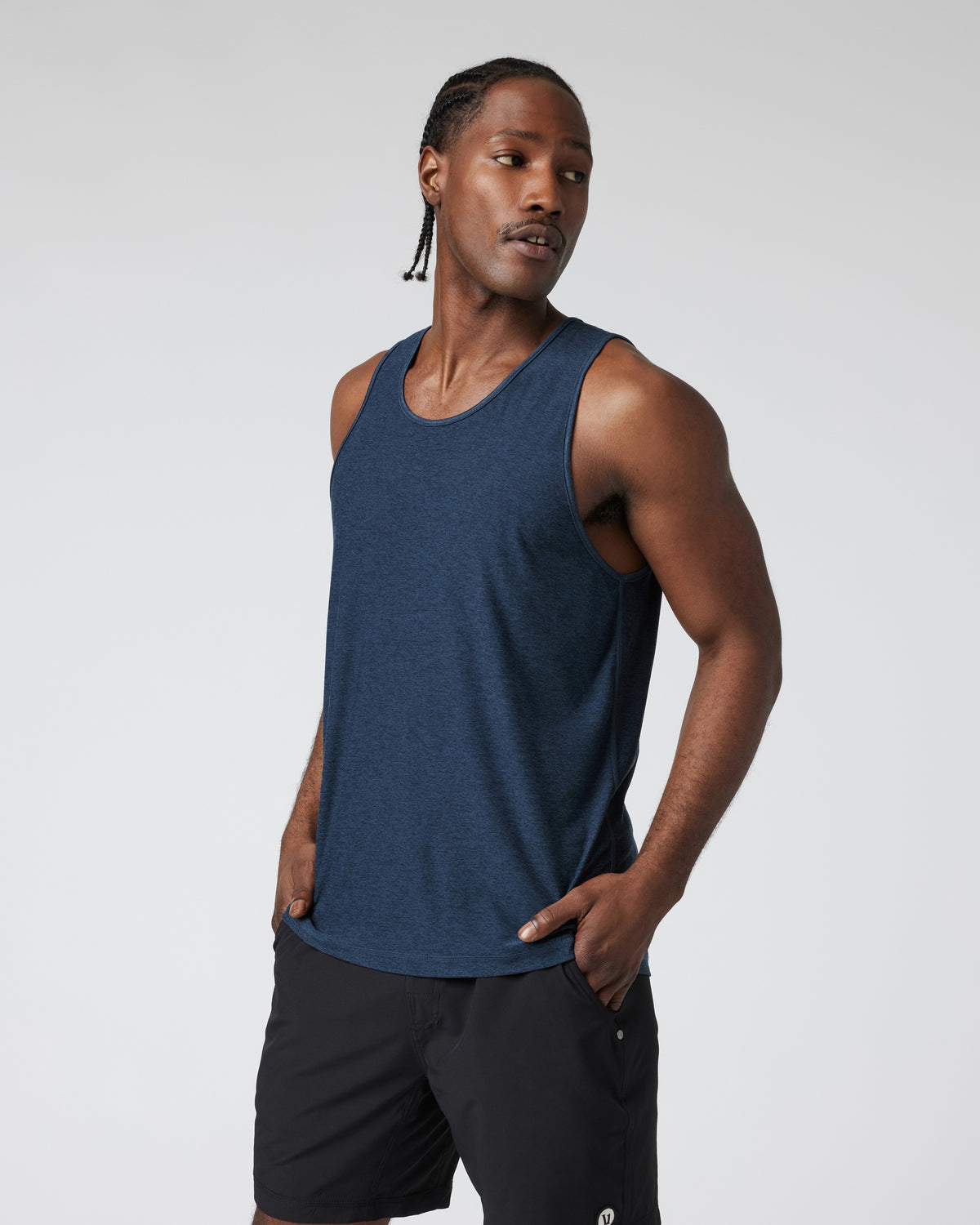 Strato Tech Tank Men's Navy Heather Tank Top - Vuori Clothing