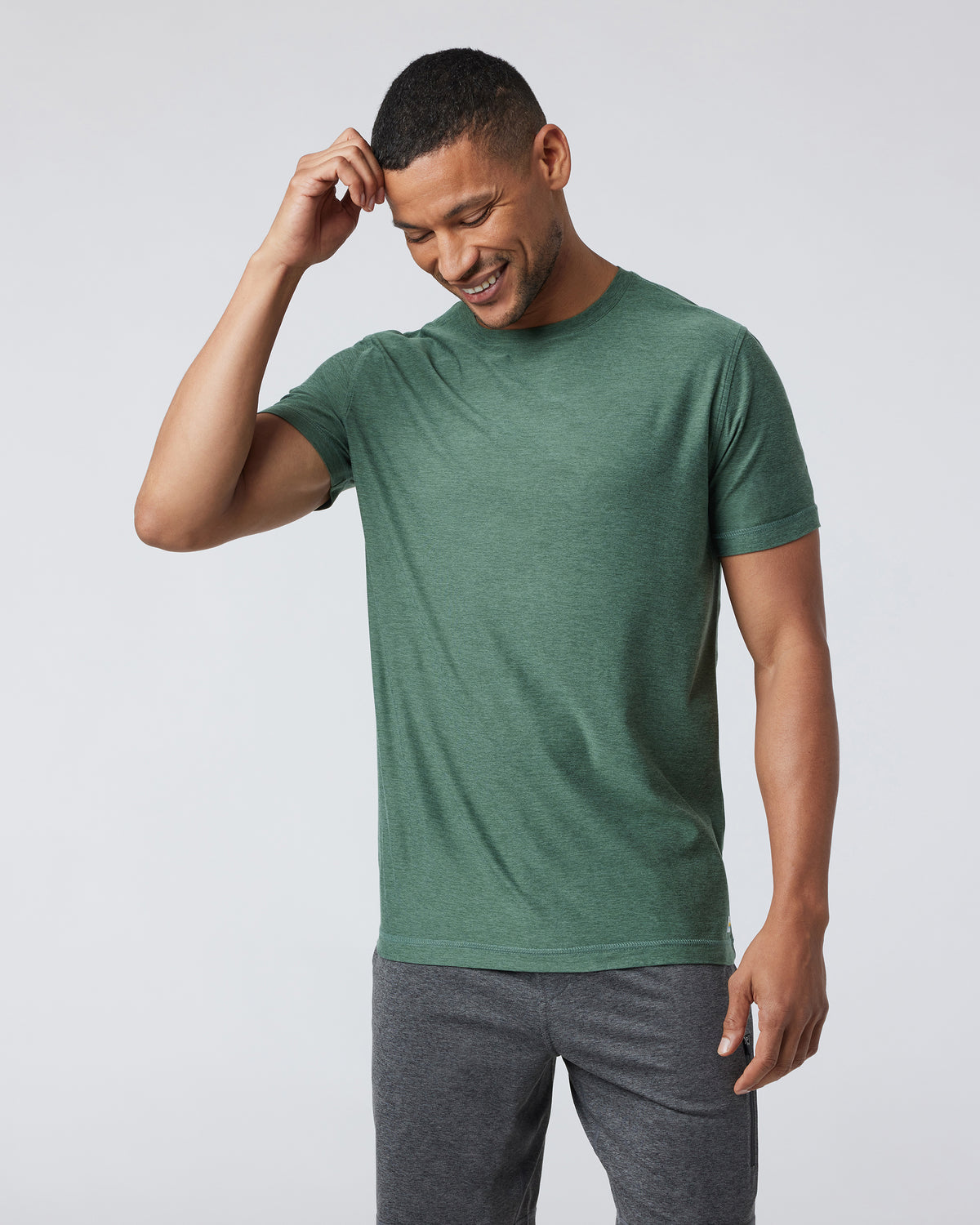 Strato Tech Tee Men's Sea Pine Heather Workout Shirt - Vuori Clothing