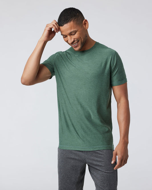 Strato Tech Tee Men's Sea Pine Heather Workout Shirt - Vuori Clothing