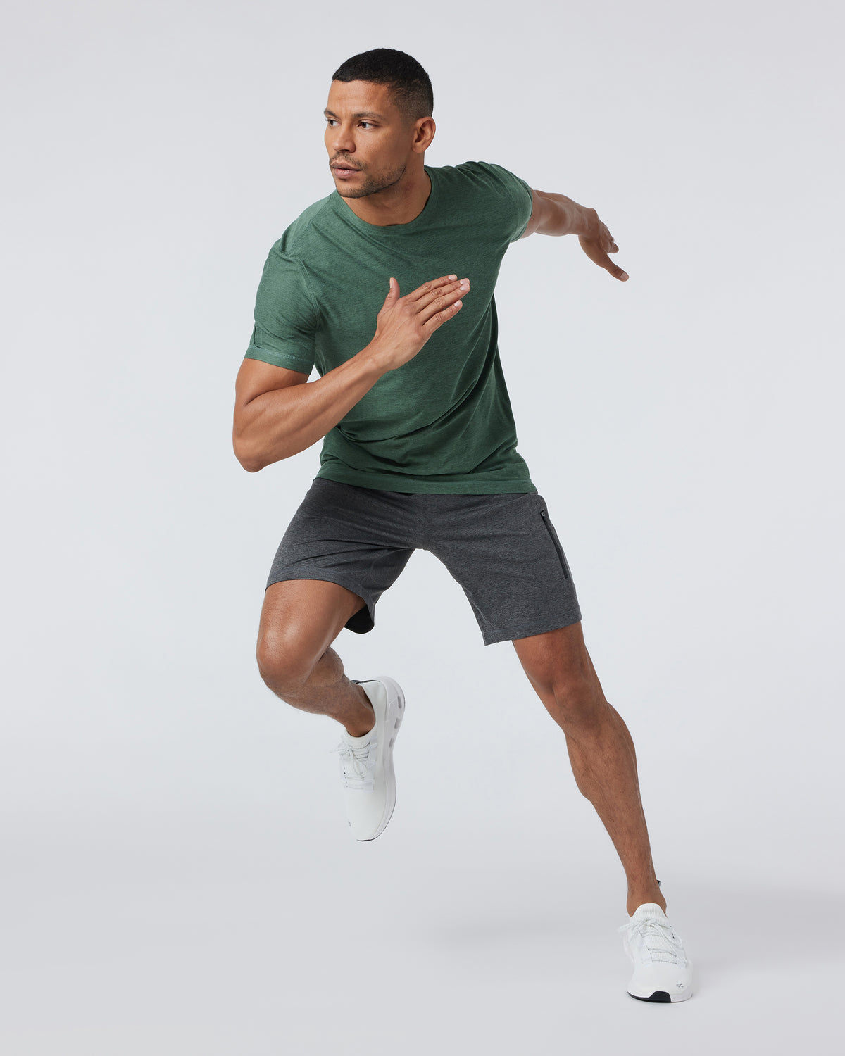 Strato Tech Tee Men's Sea Pine Heather Workout Shirt - Vuori Clothing