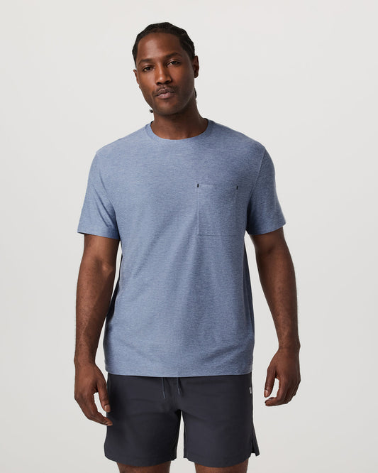 Men's Short Sleeve Strato Pocket Tee - Relaxed Chambray - Vuori Clothing