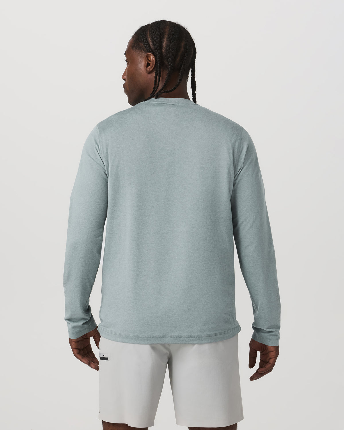 Long Sleeve Ponto Performance Tee Misty Blue Heather - Vuori Clothing