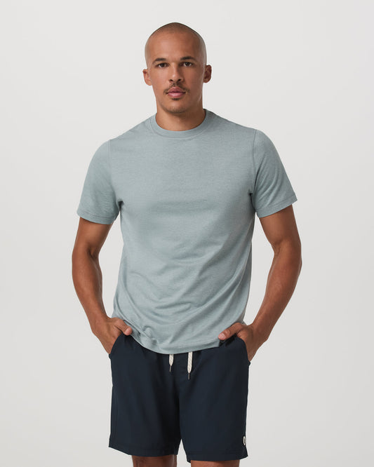Short Sleeve Ponto Performance Tee Misty Blue Heather - Vuori Clothing