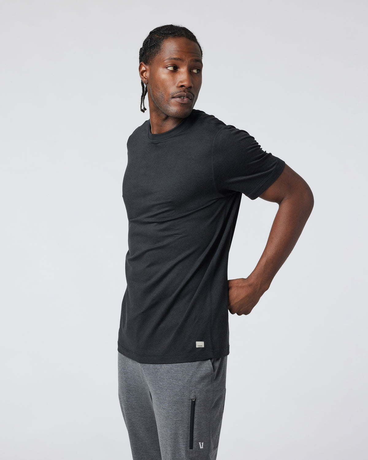 Short Sleeve Ponto Performance Tee Black Heather - Vuori Clothing