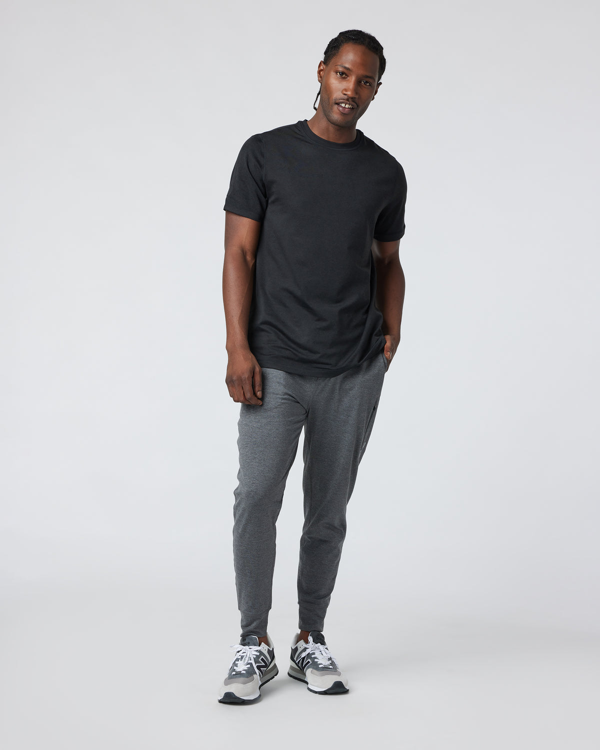 Short Sleeve Ponto Performance Tee Black Heather - Vuori Clothing