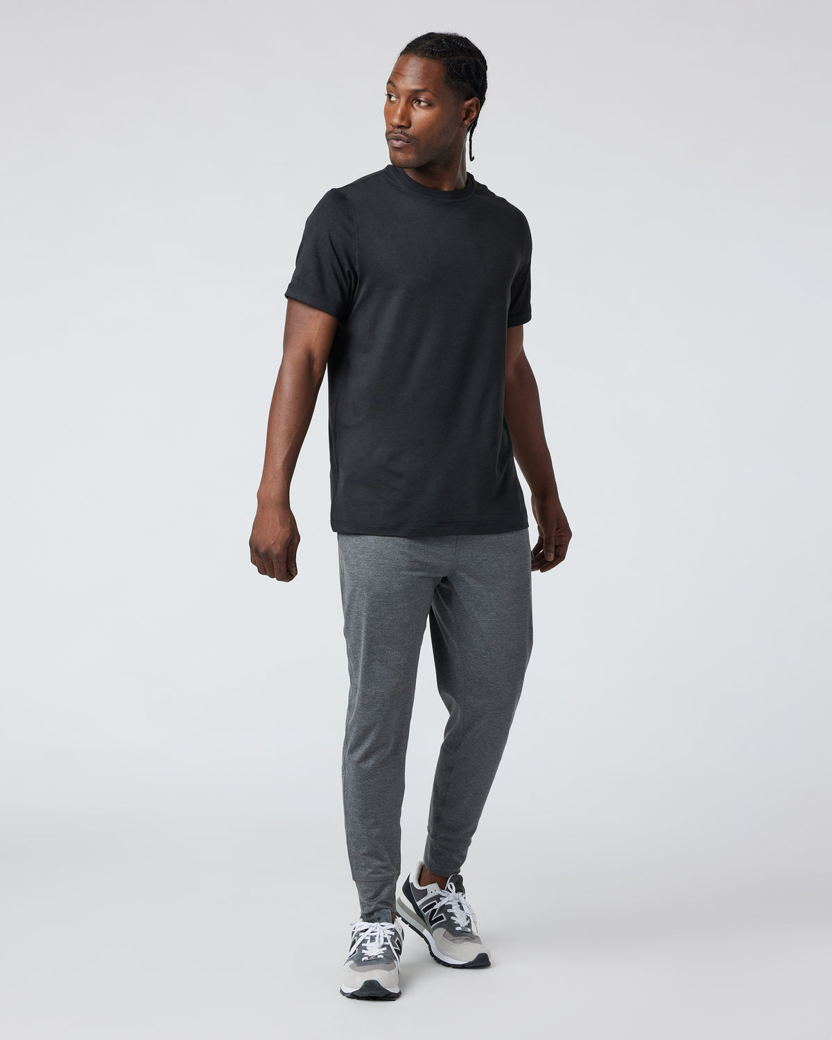 Short Sleeve Ponto Performance Tee Black Heather - Vuori Clothing