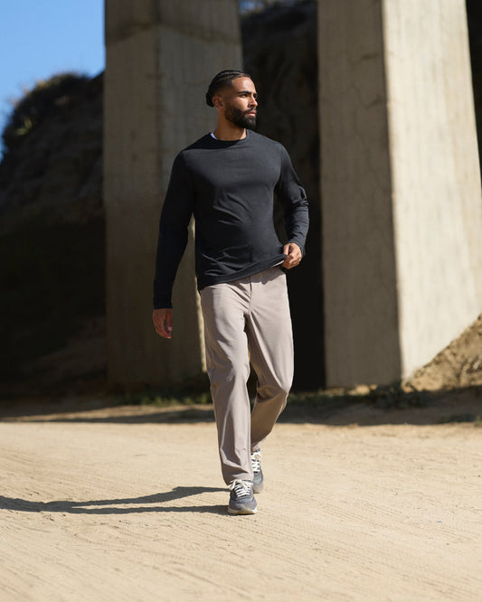 Long Sleeve Ponto Performance Tee Black Heather - Vuori Clothing
