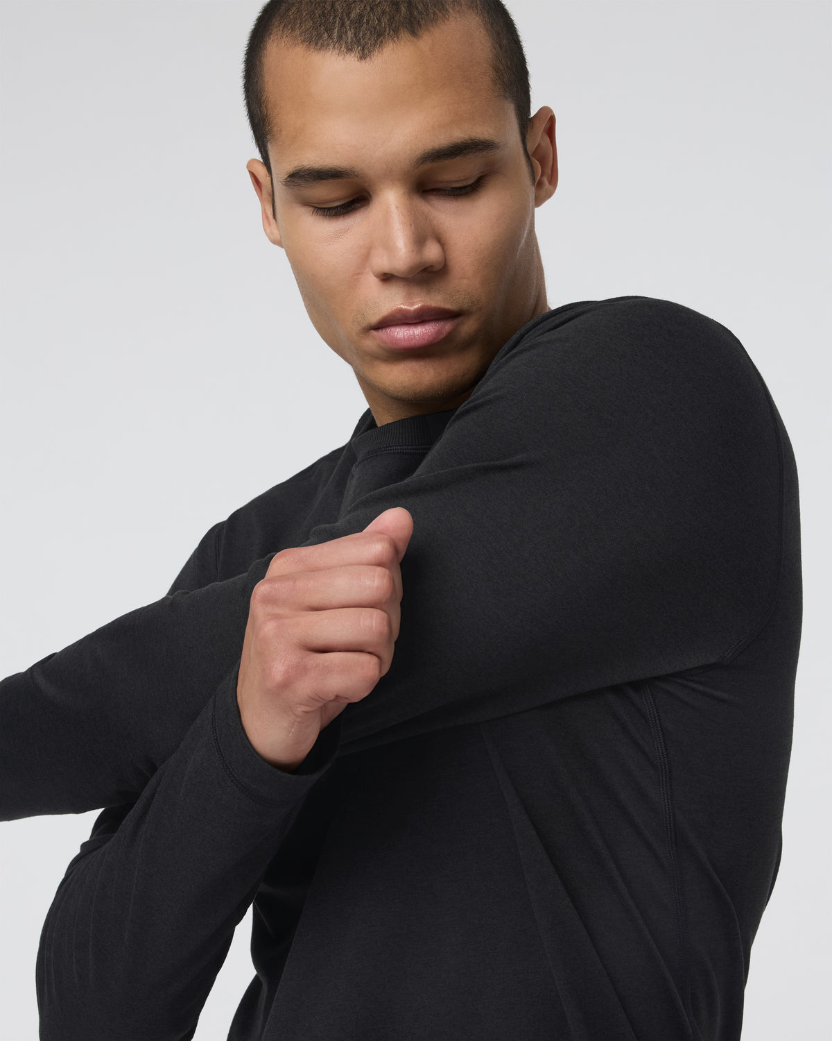 Long Sleeve Ponto Performance Tee Black Heather - Vuori Clothing