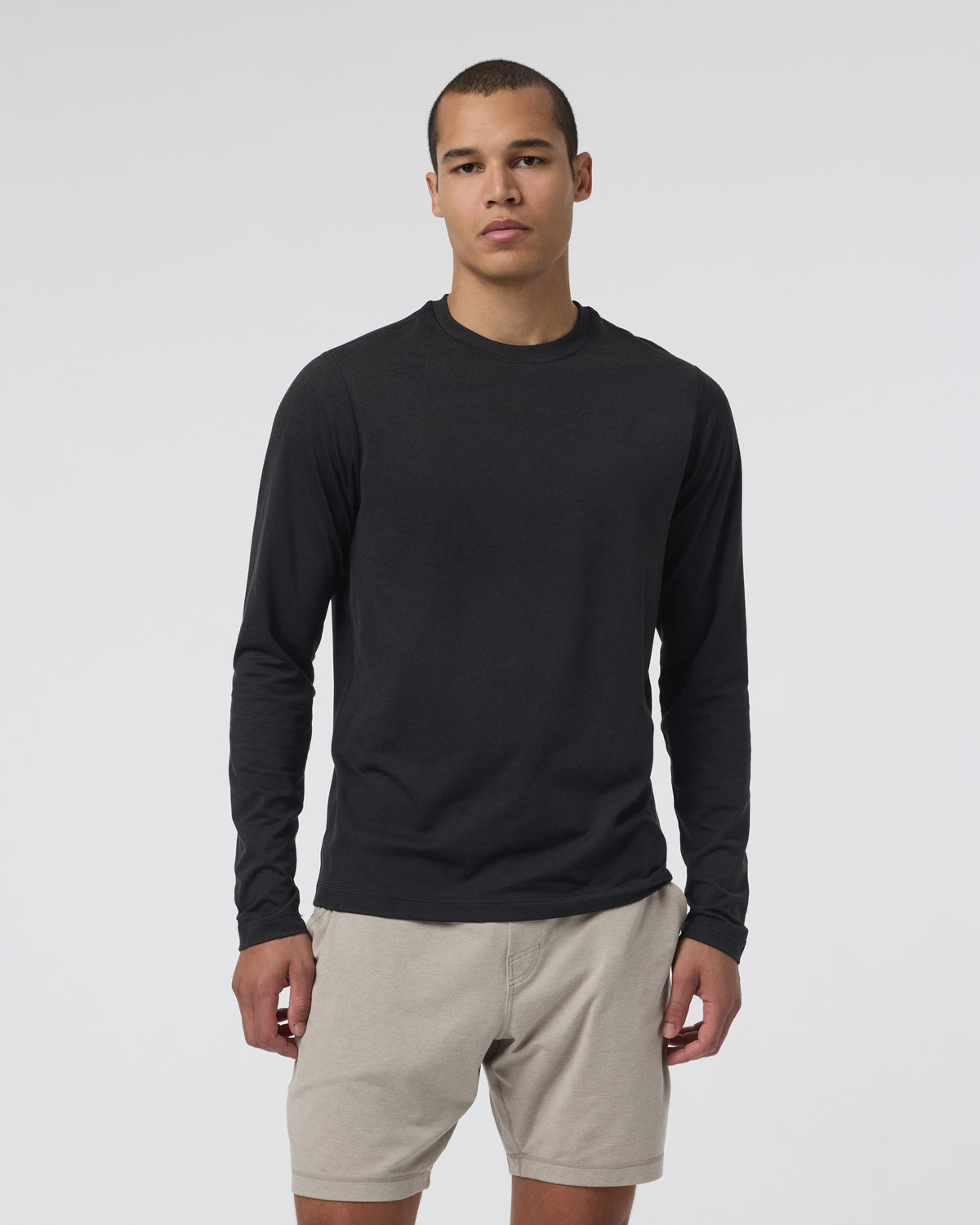 Long Sleeve Ponto Performance Tee Black Heather - Vuori Clothing