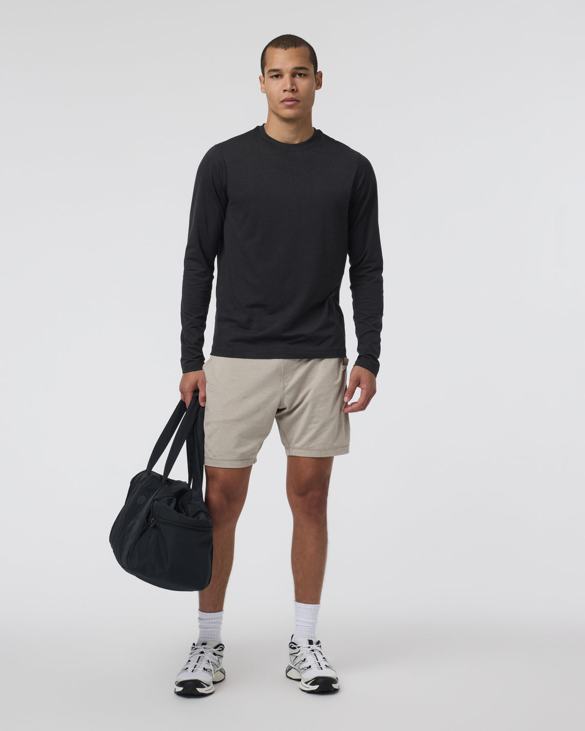 Long Sleeve Ponto Performance Tee Black Heather - Vuori Clothing
