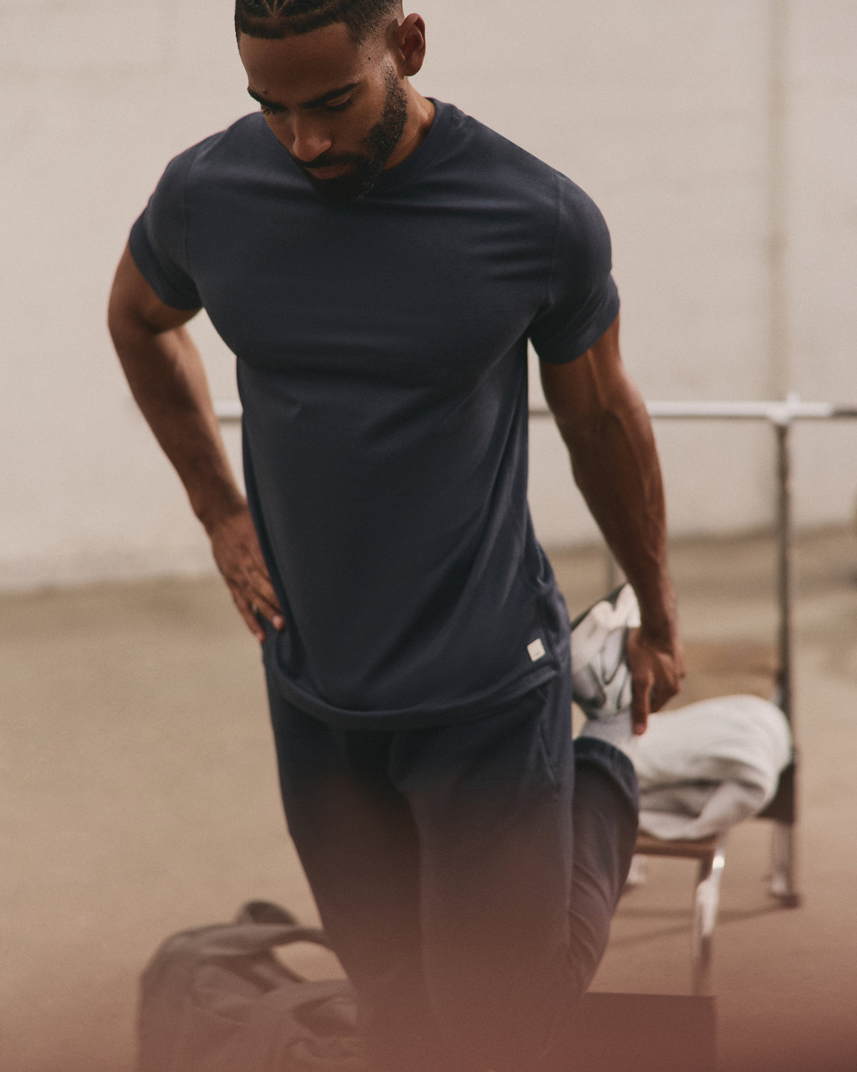 Short Sleeve Ponto Tee - Relaxed Fit Midnight Heather - Vuori Clothing