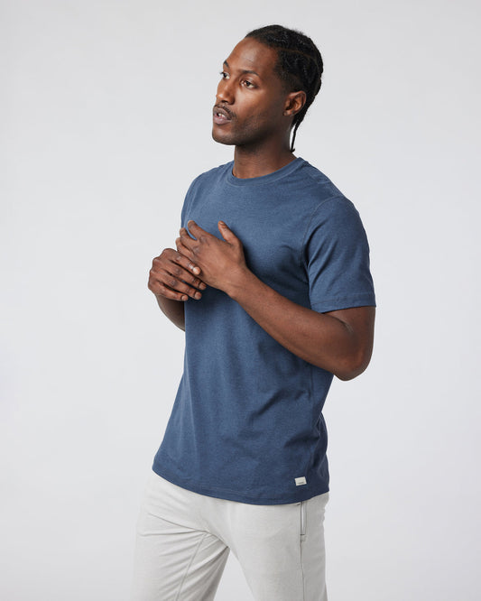 Short Sleeve Ponto Performance Tee Azure Heather - Vuori Clothing