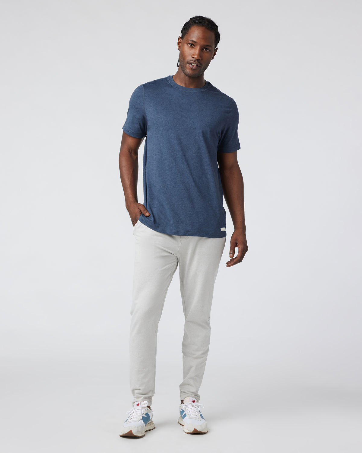 Short Sleeve Ponto Performance Tee Azure Heather - Vuori Clothing