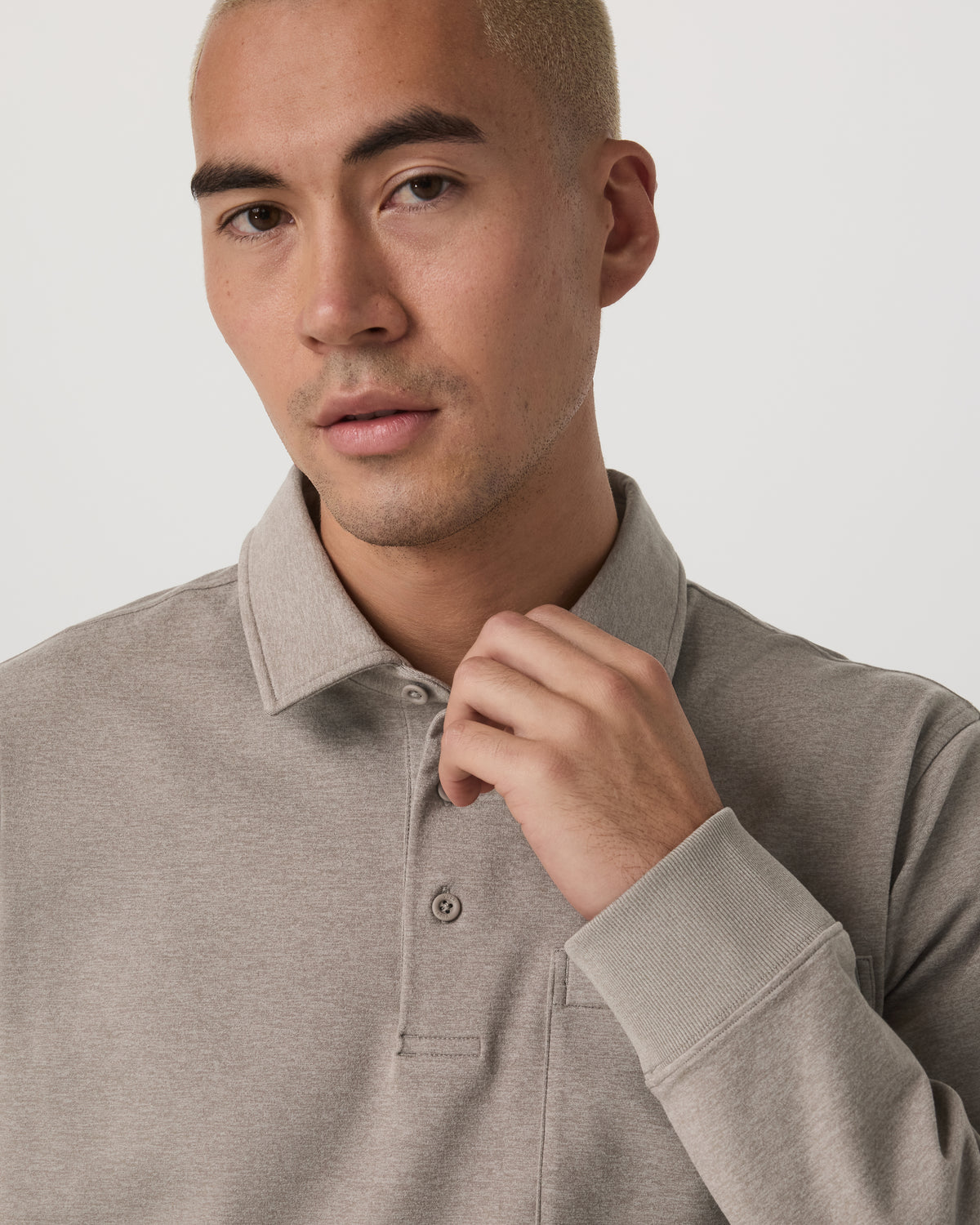 Men's Long Sleeve Coronado Rugby Walnut Heather - Vuori Clothing
