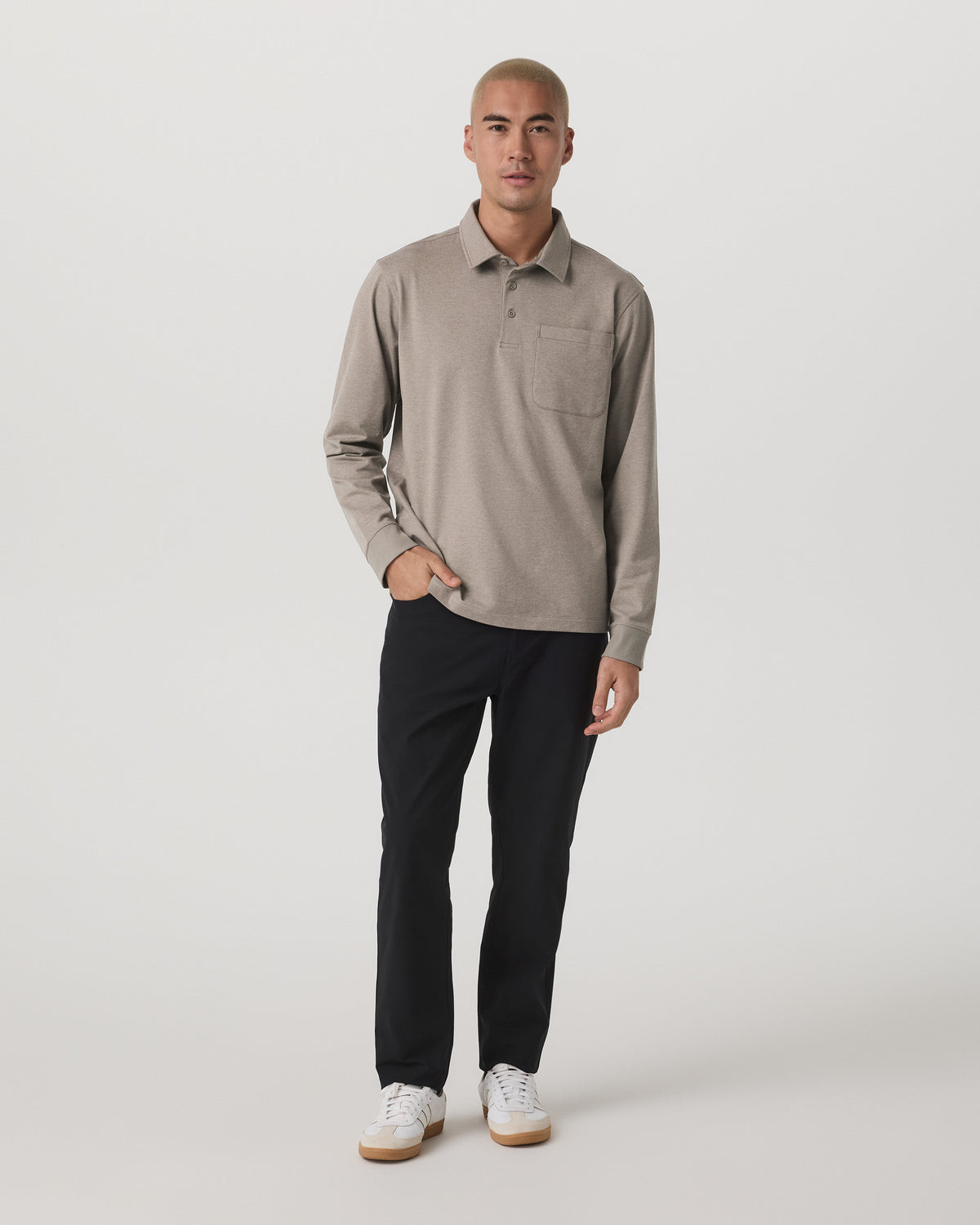 Men's Long Sleeve Coronado Rugby Walnut Heather - Vuori Clothing
