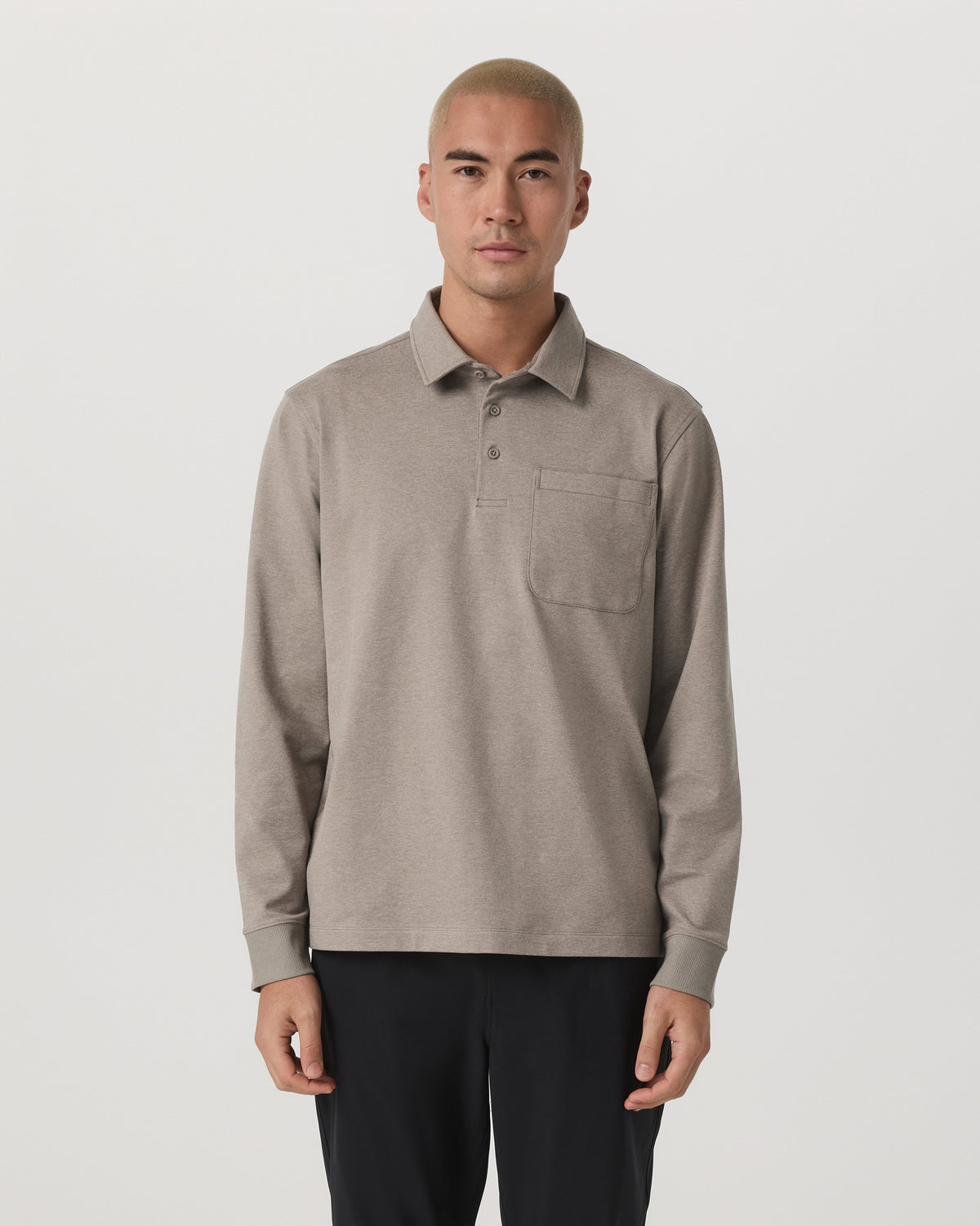 Men's Long Sleeve Coronado Rugby Walnut Heather - Vuori Clothing