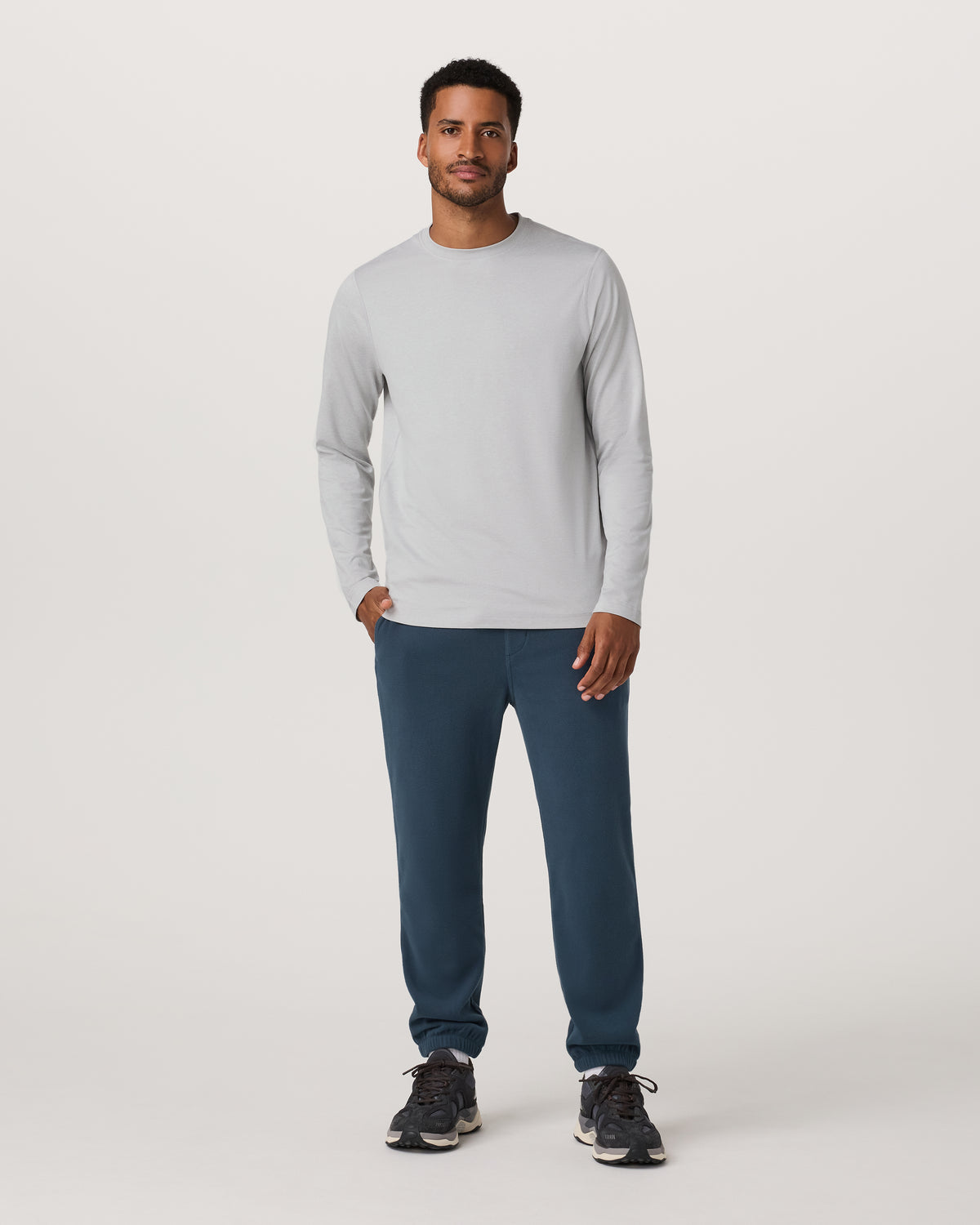 Long Sleeve Ponto Performance Tee Frost Grey Heather - Vuori Clothing