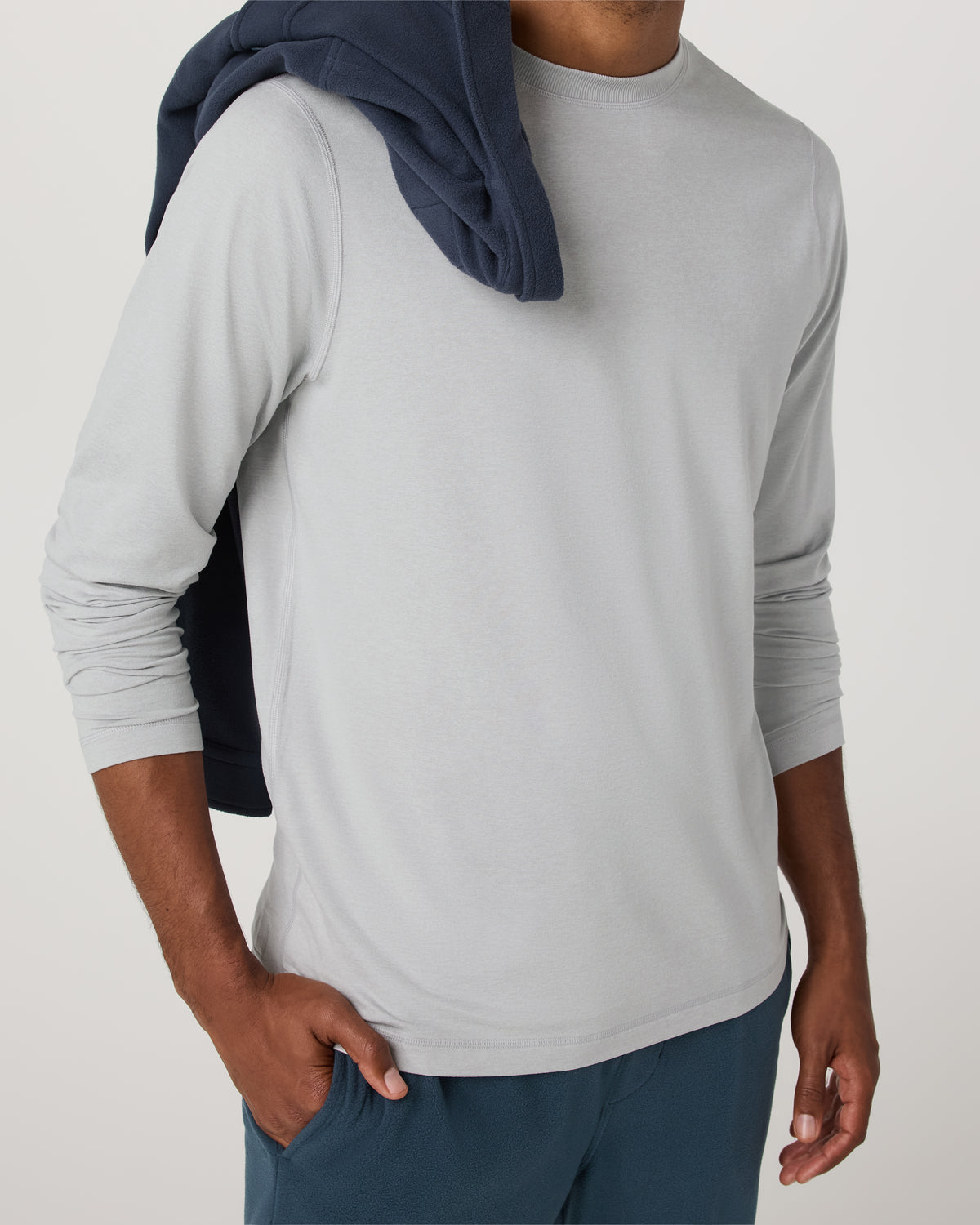 Long Sleeve Ponto Performance Tee Frost Grey Heather - Vuori Clothing
