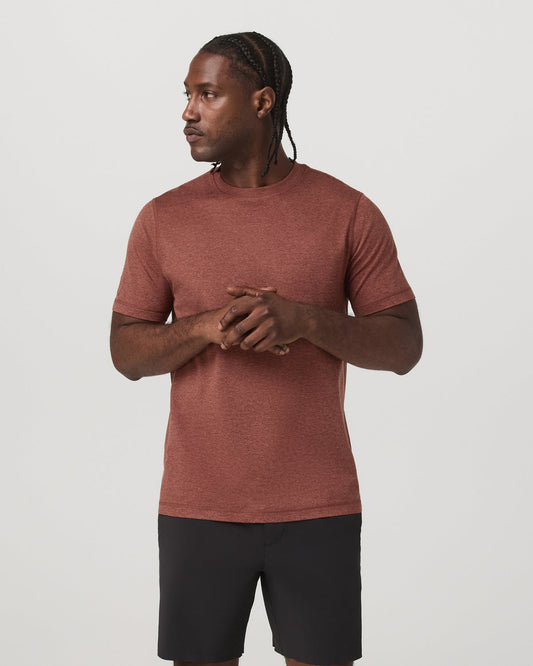 Short Sleeve Ponto Performance Tee Firebrick Heather - Vuori Clothing