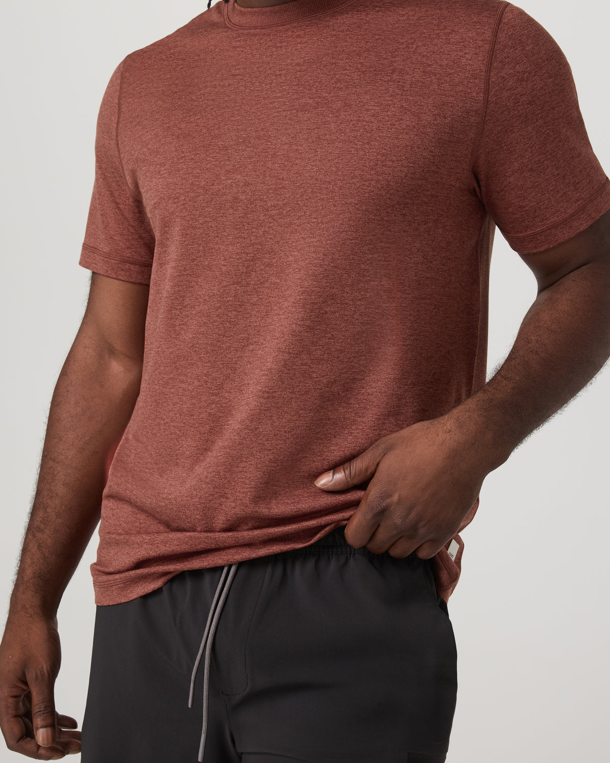 Short Sleeve Ponto Performance Tee Firebrick Heather - Vuori Clothing