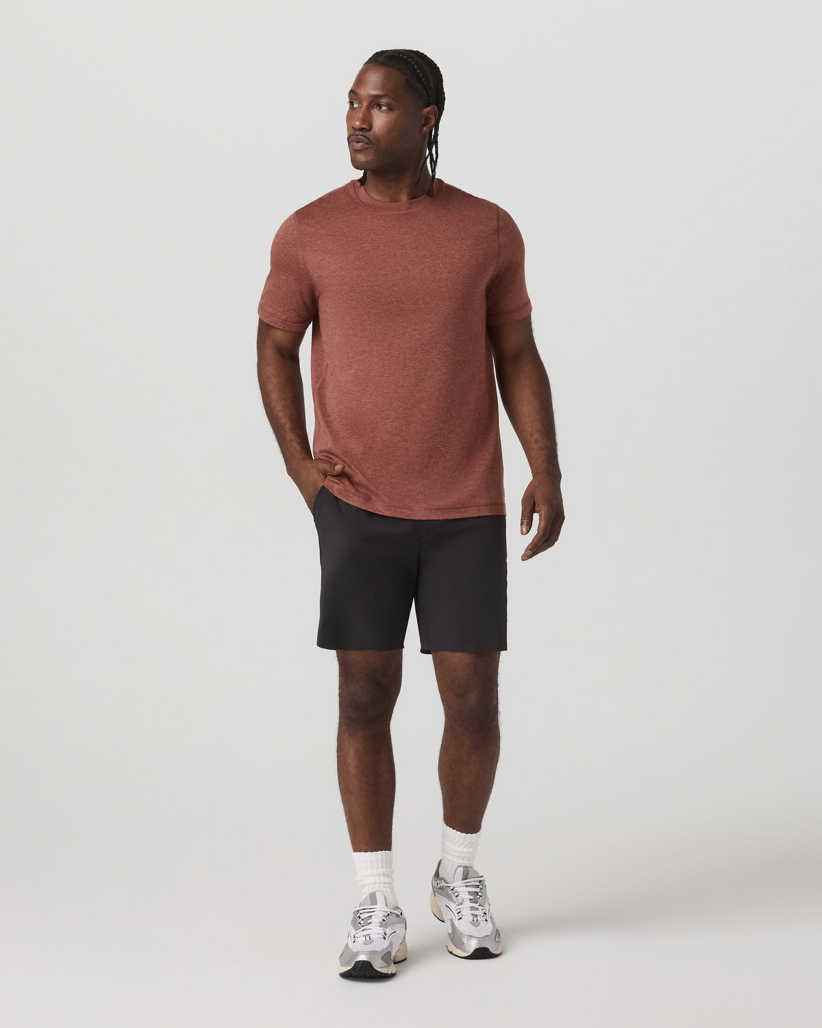 Short Sleeve Ponto Performance Tee Firebrick Heather - Vuori Clothing