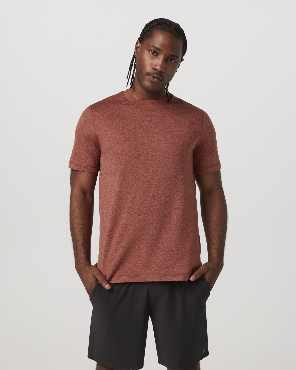 Short Sleeve Ponto Performance Tee Firebrick Heather - Vuori Clothing