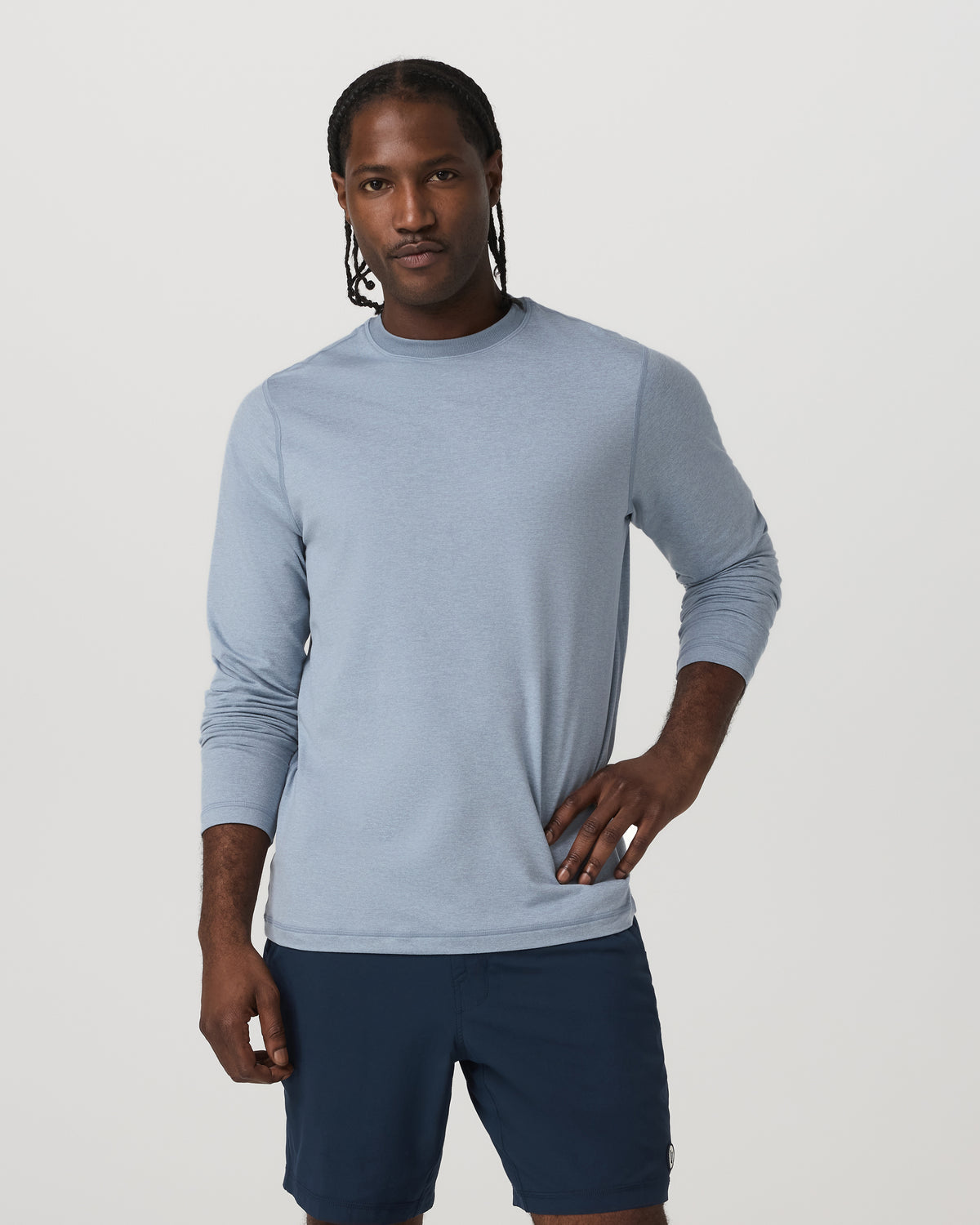 Long Sleeve Ponto Performance Tee Blue Dusk Heather - Vuori Clothing