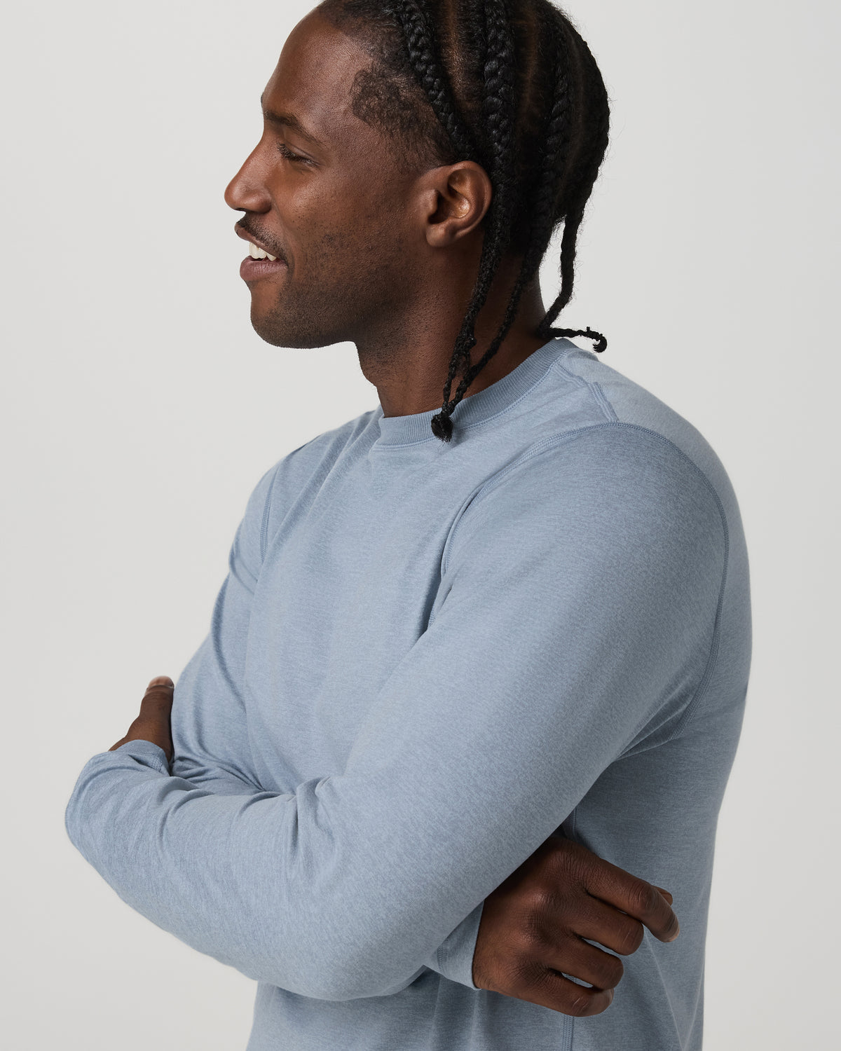 Long Sleeve Ponto Performance Tee Blue Dusk Heather - Vuori Clothing