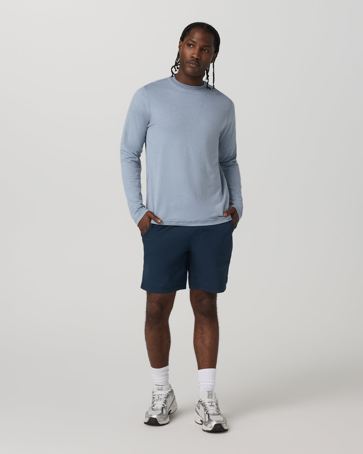 Long Sleeve Ponto Performance Tee Blue Dusk Heather - Vuori Clothing